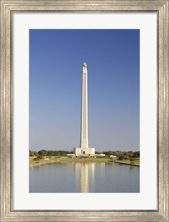 Framed Reflection of a monument in the pool, San Jacinto Monument, Texas, USA Print