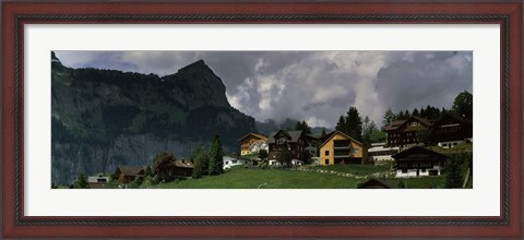 Framed Buildings in a village, Engelberg, Obwalden Canton, Switzerland Print