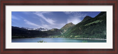 Framed Mountains at the lakeside, Lungerersee, Lungern, Obwalden Canton, Switzerland Print
