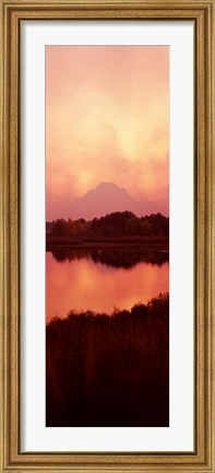 Framed Reflection of a mountain in a river, Oxbow Bend, Snake River, Grand Teton National Park, Teton County, Wyoming, USA Print