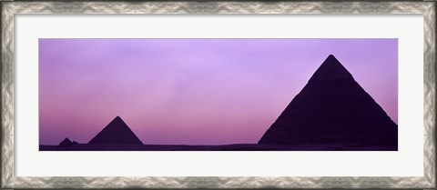Framed Silhouette of pyramids at dusk, Giza, Egypt Print