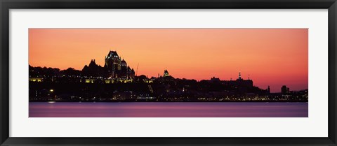 Framed City at dusk, Chateau Frontenac Hotel, Quebec City, Quebec, Canada Print