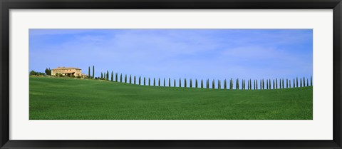 Framed Farmhouse in a field, San Quirico d&#39;Orcia, Orcia Valley, Siena Province, Tuscany, Italy Print
