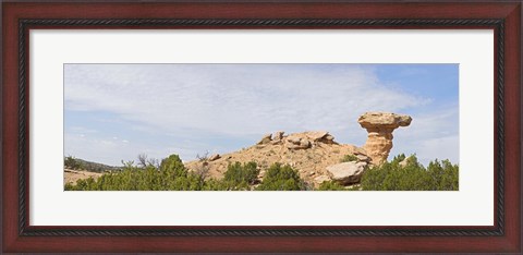 Framed Rock formation on a landscape, Camel Rock, Espanola, Santa Fe, New Mexico, USA Print