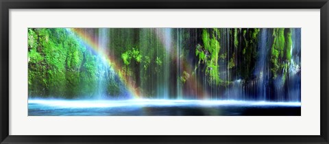 Framed Rainbow formed in front of a waterfall in a forest, Dunsmuir, Siskiyou County, California Print