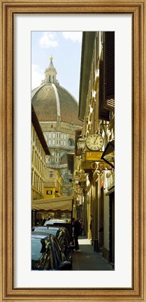 Framed Cars parked in a street with a cathedral in the background, Via Dei Servi, Duomo Santa Maria Del Fiore, Florence, Tuscany, Italy Print
