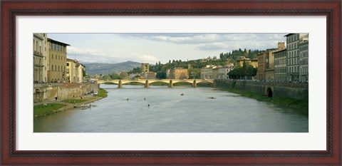 Framed Bridge across a river, Ponte Alle Grazie, Arno River, Florence, Tuscany, Italy Print