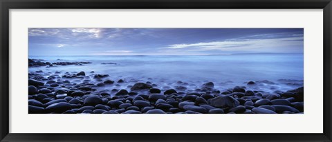 Framed Beach at dusk, Westward Ho, North Devon, Devon, England Print