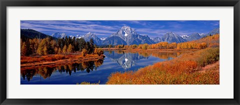 Framed Reflection of mountains in the river, Mt Moran, Oxbow Bend, Snake River, Grand Teton National Park, Wyoming, USA Print