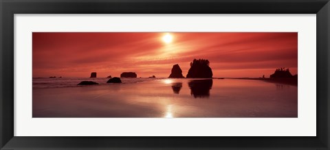 Framed Beach Sunset, Olympic National Park, Washington State Print