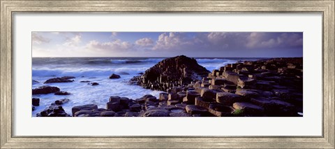 Framed Rock formations on the coast, Giants Causeway, County Antrim, Northern Ireland Print