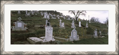 Framed Tombstone in a cemetery, Saxon Church, Biertan, Transylvania, Mures County, Romania Print
