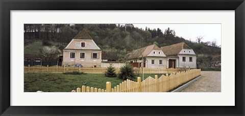 Framed Houses in a village, Biertan, Transylvania, Mures County, Romania Print