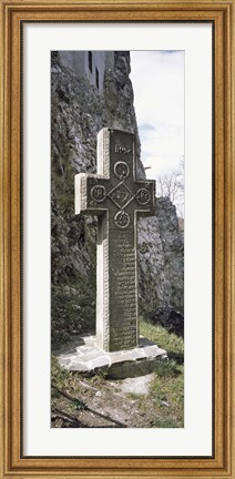 Framed Stone cross at a castle, Bran Castle, Brasov, Transylvania, Mures County, Romania Print