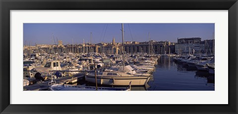 Framed Boats docked at a harbor, Marseille, Bouches-Du-Rhone, Provence-Alpes-Cote d&#39;Azur, France Print