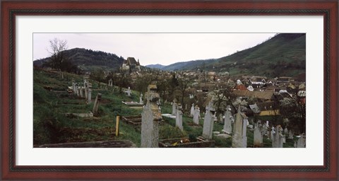 Framed Tombstones in a cemetery, Saxon Church, Biertan, Sibiu County, Transylvania, Romania Print