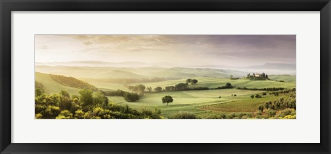 Framed Trees in a field, Villa Belvedere, San Quirico d&#39;Orcia, Val d&#39;Orcia, Siena Province, Tuscany, Italy Print