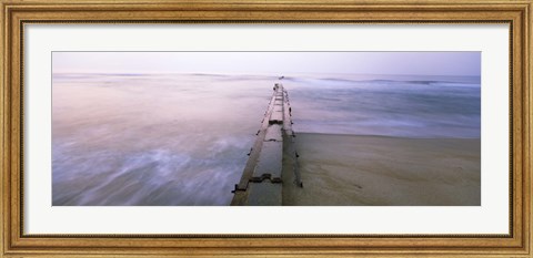 Framed Tide break on the beach at sunrise, Cape Hatteras National Seashore, North Carolina, USA Print