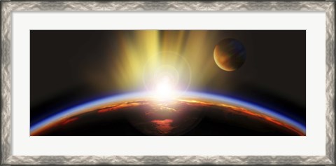 Framed Sunrise over earth Print