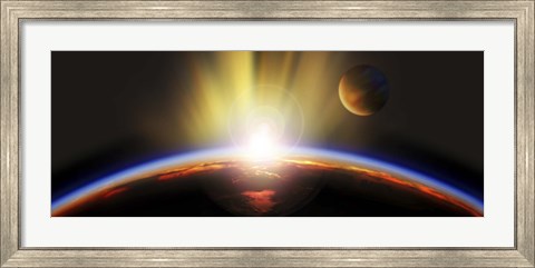 Framed Sunrise over earth Print