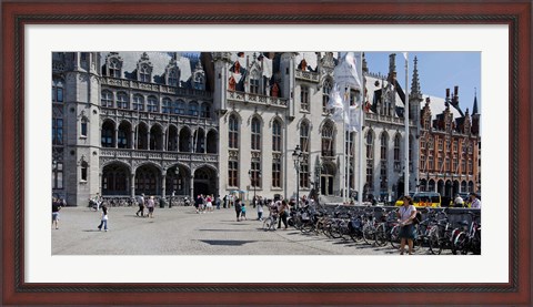 Framed Tourists at a market, Bruges, West Flanders, Belgium Print
