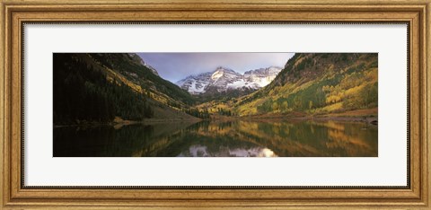 Framed Reflection of trees on water, Aspen, Pitkin County, Colorado, USA Print