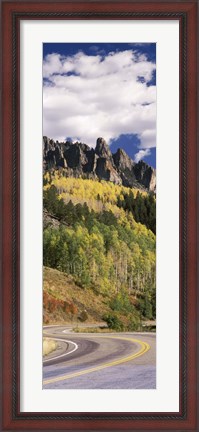 Framed Winding road passing through mountains, Jackson Guard Station, Ridgway, Colorado, USA Print