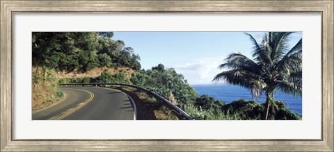 Framed Highway along the coast, Hana Highway, Maui, Hawaii Print