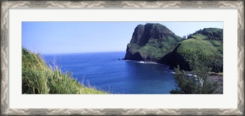 Framed High angle view of a coast, Kahakuloa, Highway 340, West Maui, Hawaii, USA Print