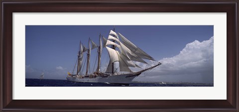 Framed Tall ship in the sea, Puerto Rico Print