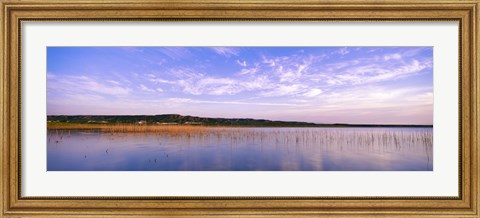 Framed Reflection of clouds in a lake, Elephant Butte Lake, New Mexico, USA Print