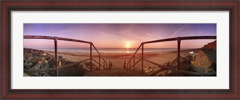 Framed Staircase leading towards a beach, California, Norfolk, England Print
