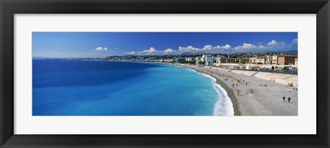 Framed Tourists on the beach, Nice, Promenade Des Anglais, Provence-Alpes-Cote d&#39;Azur, France Print