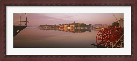 Framed Sternwheeler in a river, Skeppsholmen, Nybroviken, Stockholm, Sweden Print