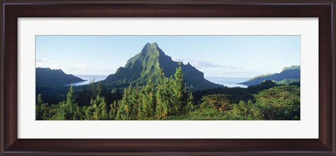 Framed Mountains at a coast, Belvedere Point, Mont Mouaroa, Opunohu Bay, Moorea, Tahiti, French Polynesia Print