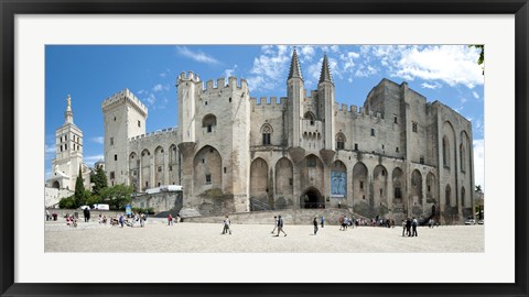 Framed People in front of a palace, Palais des Papes, Avignon, Vaucluse, Provence-Alpes-Cote d&#39;Azur, France Print