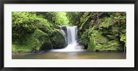 Framed Water in a forest, Geroldsau Waterfall, Black Forest, Baden-Wurttemberg, Germany Print