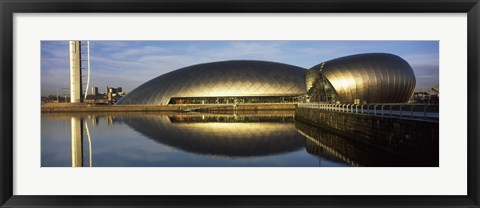 Framed Reflection of the Glasgow Science Centre in River Clyde, Glasgow, Scotland Print