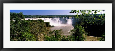 Framed Floodwaters cascading into the river at Iguacu Falls, Brazil Print