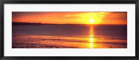 Framed Sunrise over the beach, Cap Coz, Fouesnant, Finistere, Brittany, France Print