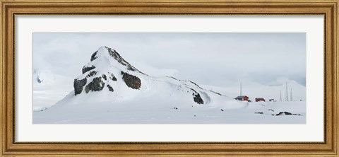 Framed Snow covered mountain, Half Moon Island Print