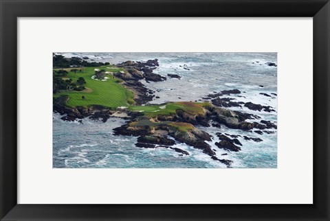 Framed Golf course on an island, Pebble Beach Golf Links, Pebble Beach, Monterey County, California, USA Print