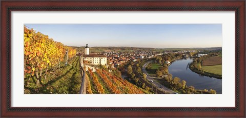Framed Vineyards around a castle, Horneck Castle, Gundelsheim, Baden-Wurttemberg, Germany Print
