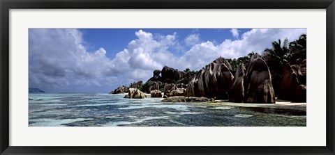 Framed Rock formations at the coast, Anse Source d&#39;Argent, La Digue Island, Seychelles Print