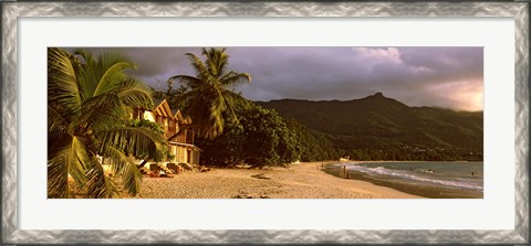 Framed Hotel apartments on Beau Vallon beach, Mahe Island, Seychelles Print