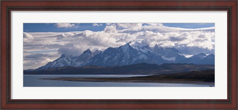Framed Snow covered mountain range, Torres Del Paine, Torres Del Paine National Park, Chile Print
