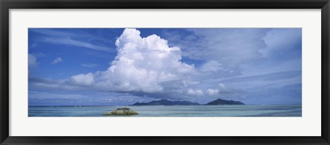 Framed View from Anse source d&#39;Argent towards Praslin Island, La Digue Island, Seychelles Print