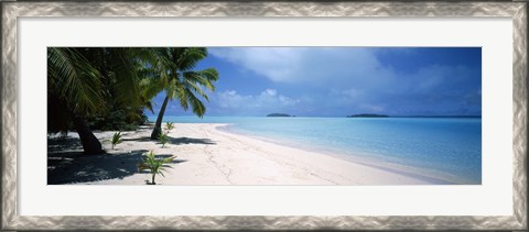Framed Palm trees on the beach, Tapuaetai, Aitutaki, Cook Islands Print
