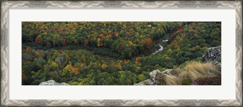 Framed Fall colors on mountains near Lake of the Clouds, Ontonagon County, Upper Peninsula, Michigan, USA Print