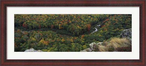 Framed Fall colors on mountains near Lake of the Clouds, Ontonagon County, Upper Peninsula, Michigan, USA Print